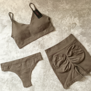 set deportivo 3 piezas – bombacha vedetina, top y short