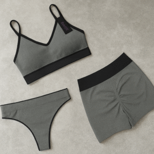 set deportivo 3 piezas – bombacha vedetina, top y short