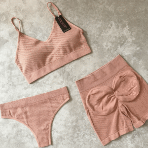 set deportivo 3 piezas – bombacha vedetina, top y short