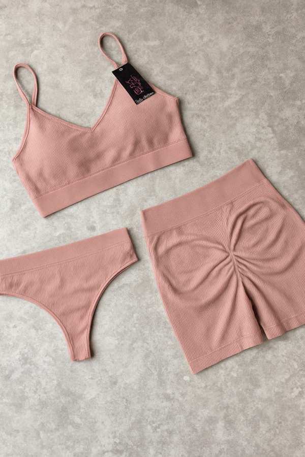 set deportivo 3 piezas – bombacha vedetina, top y short